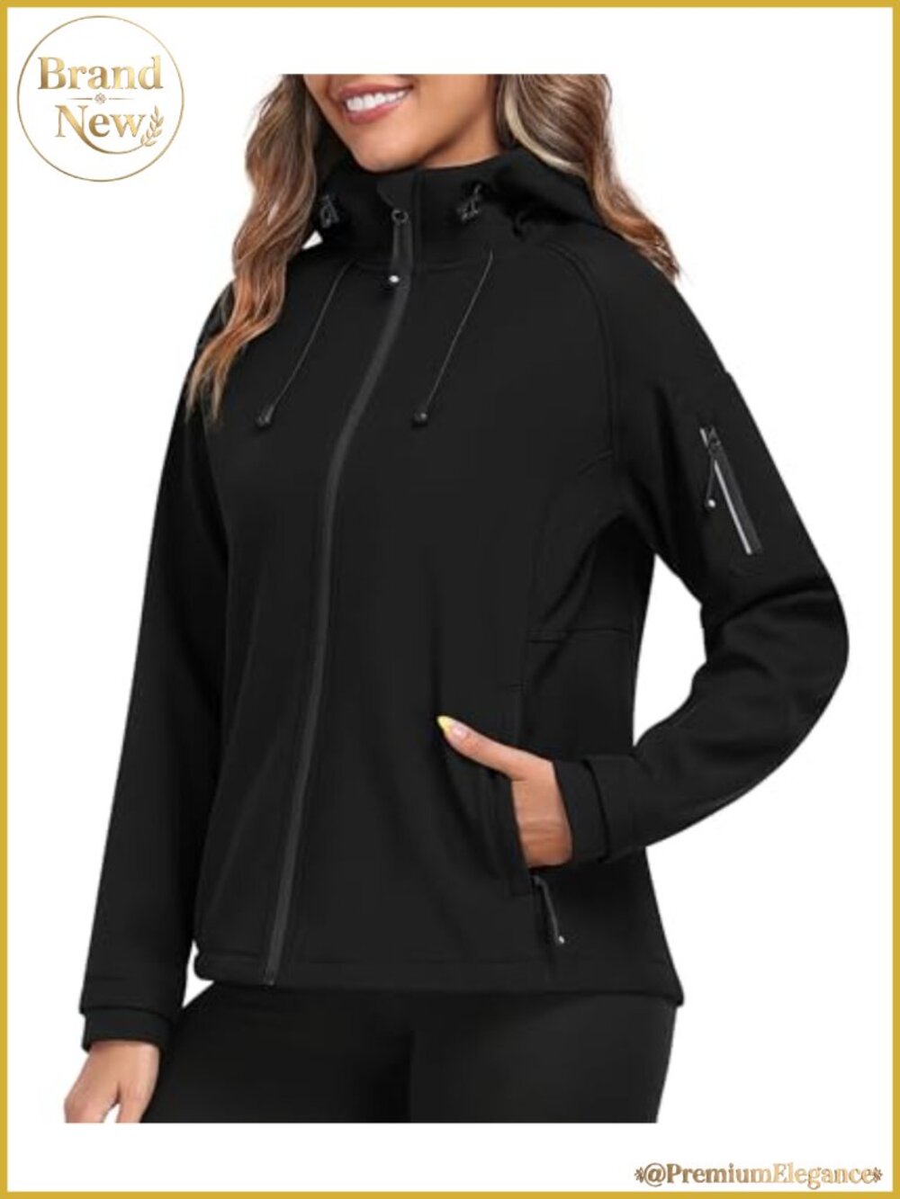 Women's Softshell Jacket Waterproof Hooded Fleece Lined Rain Coat